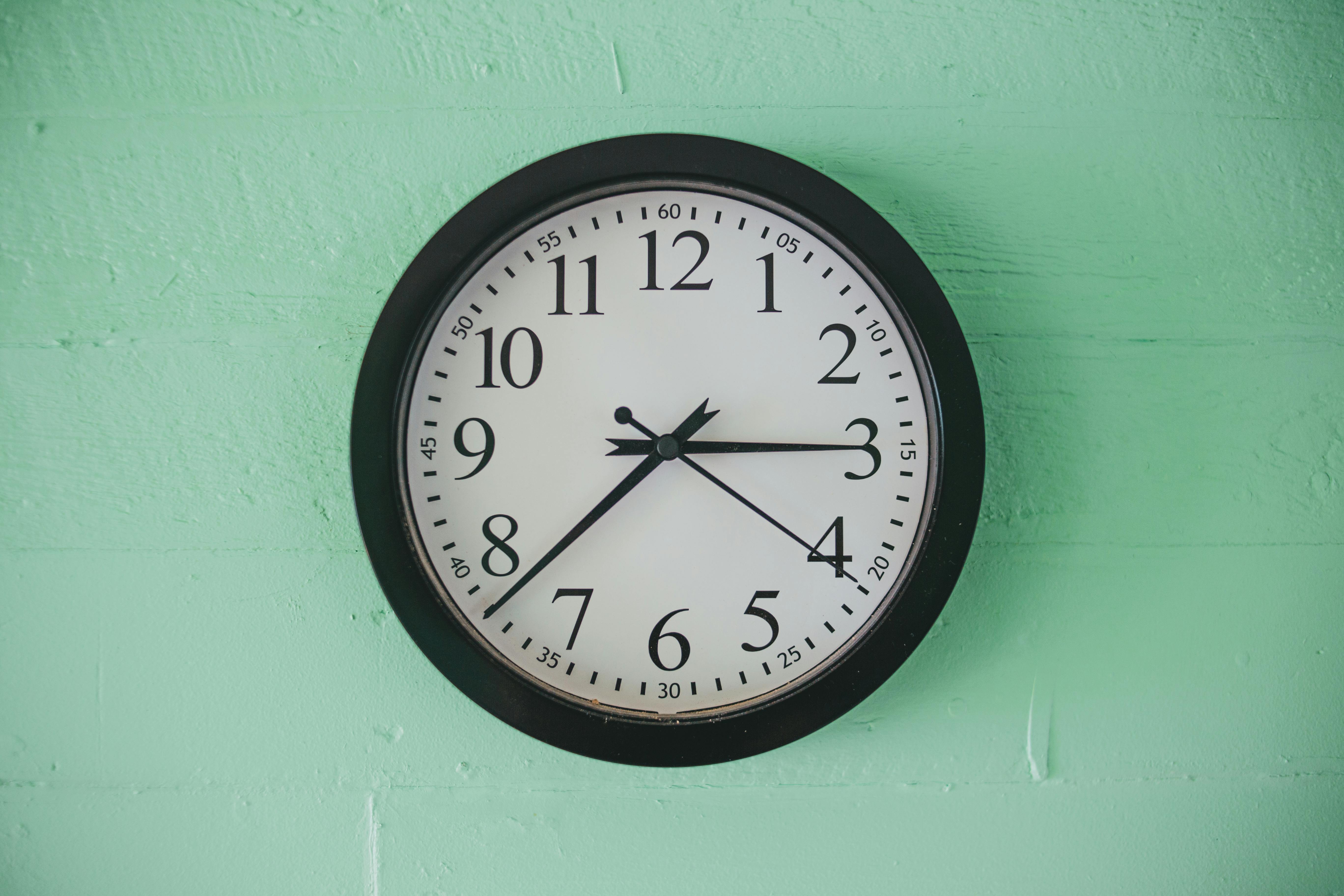 image of a clock on a green wall